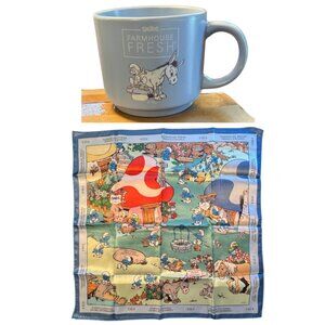 Farmhouse Fresh x Smurfs Scarf & Ceramic Mug - Limited Edition NEW